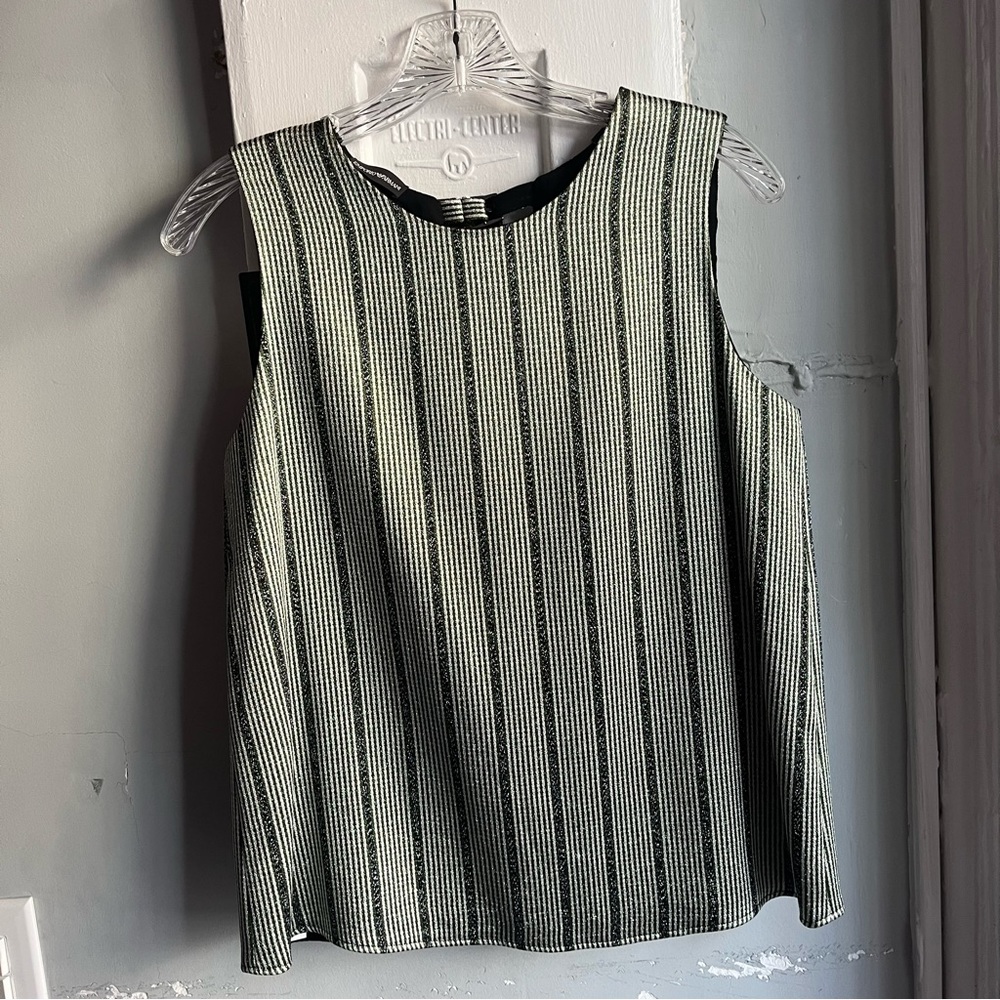 Emporio Armani Green And White Sparkly Tank Top